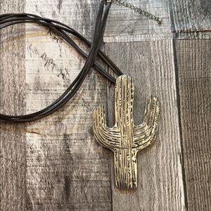 Silver Cactus Pendant Necklace